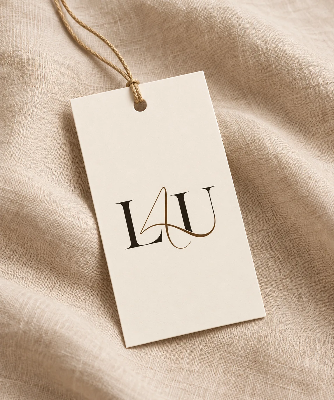 Étiquette L4U posée sur un lin naturel