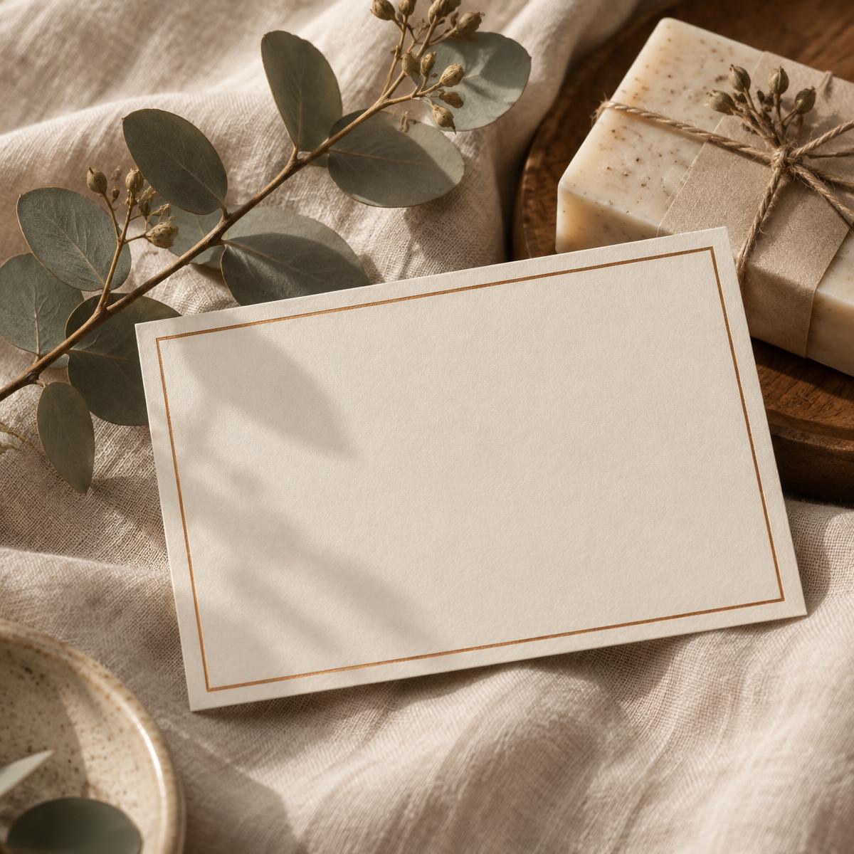Carte cadeau Bulbul de Bourbon posée sur un lin naturel
