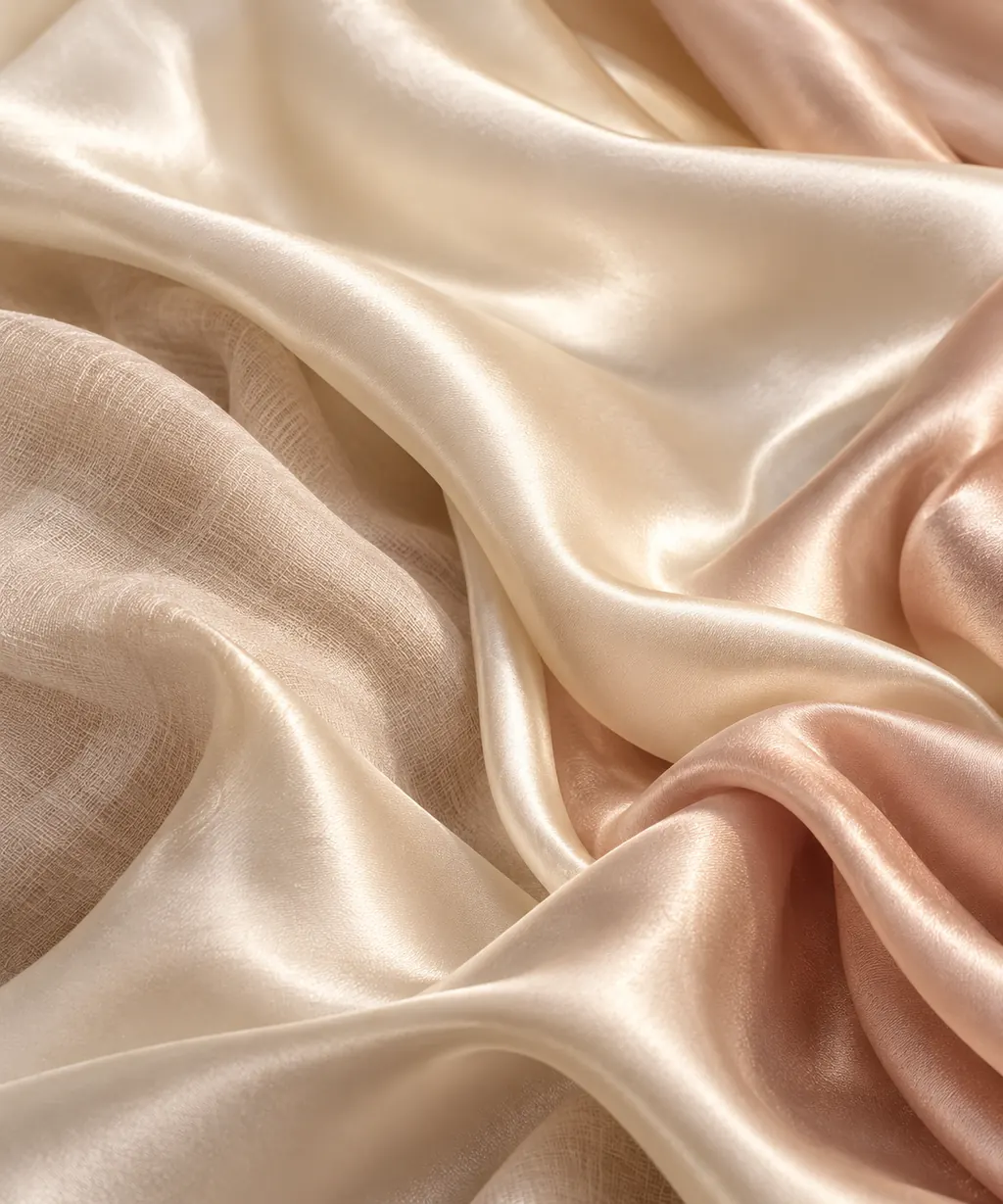 Satin ivoire et rose poudré