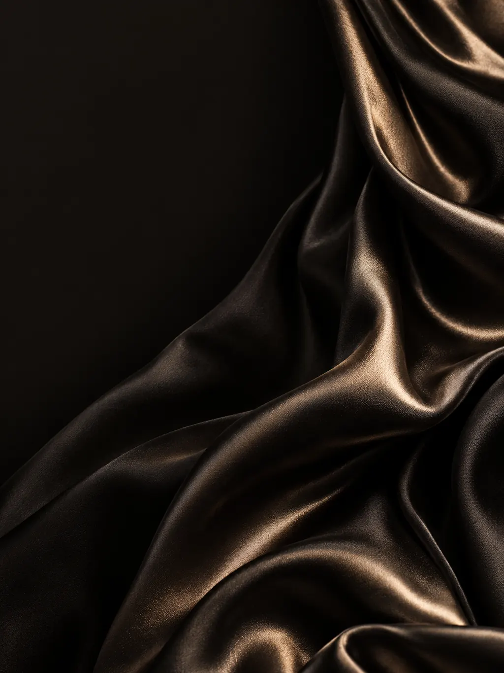 Drapé de soie noire aux reflets dorés